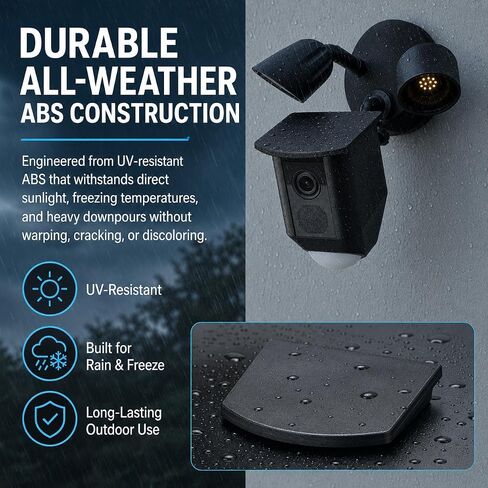 SplashNColor Rain Guard Cover for Ring Floodlight Cam – Weather Shield Drip Diverter | No-Drill Snap-On Fit | Outdoor Security Camera Lens Protector Sun Shade Hood in Kuwait