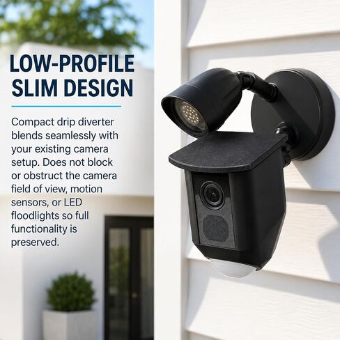 SplashNColor Rain Guard Cover for Ring Floodlight Cam – Weather Shield Drip Diverter | No-Drill Snap-On Fit | Outdoor Security Camera Lens Protector Sun Shade Hood in Kuwait