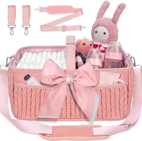 Baby Diaper Caddy Organizer – Adjustable Shoulder Strap, Large Nursery Storage Basket for Diapers & Wipes, Newborn Essentials, Boy & Girl Baby Shower Basket in Kuwait