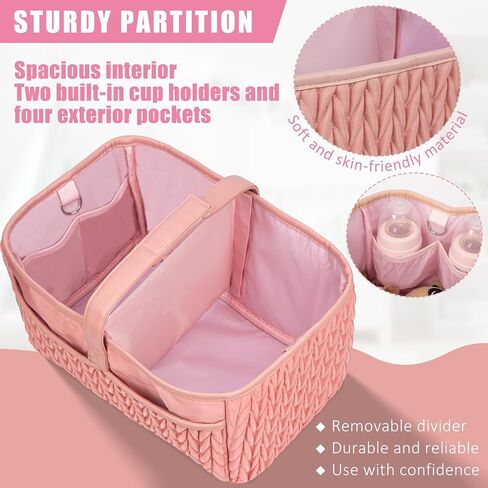 Baby Diaper Caddy Organizer – Adjustable Shoulder Strap, Large Nursery Storage Basket for Diapers & Wipes, Newborn Essentials, Boy & Girl Baby Shower Basket in Kuwait