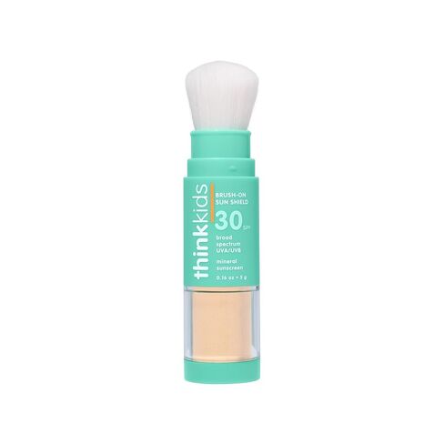 Thinkkids Brush-On Sun Shield Powder Sunscreen, 0.16 oz, Broad-Spectrum UVA/UVB Face & Body SPF 30 Sunscreen with Minerals, Non-Nano Zinc Oxide, 24.5%, Vitamin E & Ceramides, For Kids & Babies in Kuwait