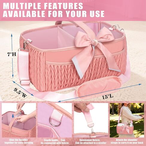 Baby Diaper Caddy Organizer – Adjustable Shoulder Strap, Large Nursery Storage Basket for Diapers & Wipes, Newborn Essentials, Boy & Girl Baby Shower Basket in Kuwait