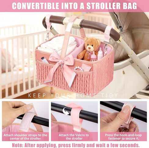 Baby Diaper Caddy Organizer – Adjustable Shoulder Strap, Large Nursery Storage Basket for Diapers & Wipes, Newborn Essentials, Boy & Girl Baby Shower Basket in Kuwait