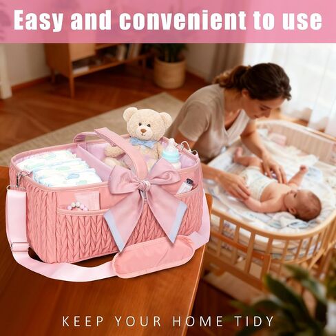 Baby Diaper Caddy Organizer – Adjustable Shoulder Strap, Large Nursery Storage Basket for Diapers & Wipes, Newborn Essentials, Boy & Girl Baby Shower Basket in Kuwait