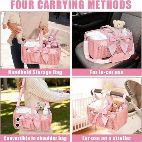 Baby Diaper Caddy Organizer – Adjustable Shoulder Strap, Large Nursery Storage Basket for Diapers & Wipes, Newborn Essentials, Boy & Girl Baby Shower Basket in Kuwait