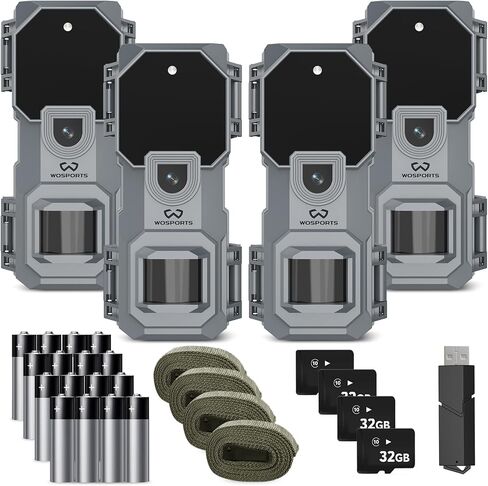 WOSPORTS Mini Trail Camera 6 Pack 32MP 1080P HD Deer Camera with 32GB SD Card Game Cameras with Night Vision Motion Activated Waterproof with Card Reader in Kuwait