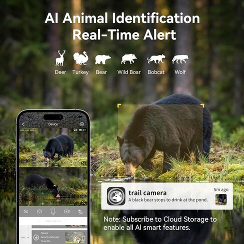 SEHMUA Dual Lens Trail Camera 180° View, AI Animal ID 4G LTE Cellular Trail Camera, 0.1s Trigger Real-Time Alert 24MP 2K Live Game Cameras with Night Vision Motion Activated Waterproof IP66 Trail Cam in Kuwait
