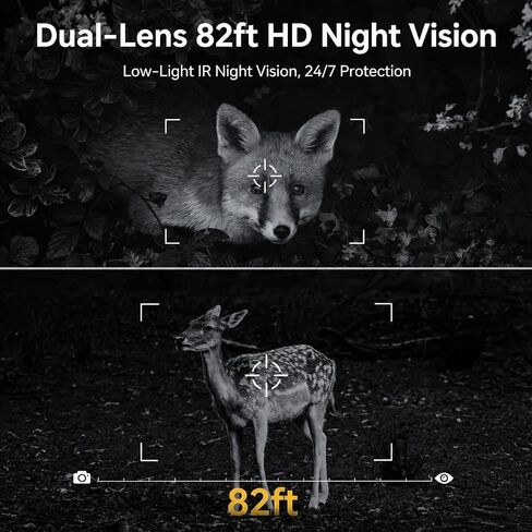 SEHMUA Dual Lens Trail Camera 180° View, AI Animal ID 4G LTE Cellular Trail Camera, 0.1s Trigger Real-Time Alert 24MP 2K Live Game Cameras with Night Vision Motion Activated Waterproof IP66 Trail Cam in Kuwait