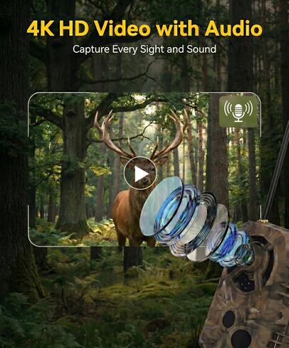 WiFi Trail Camera 4K 48MP, Night Vision Game Camera for Wildlife Hunting, 0.1s Trigger IP66 Waterproof (32GB Card Included) in Kuwait