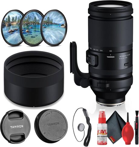 Tamron 150-500mm F5-6.7 Di III VC VXD Telephoto Zoom Lens for Fujifilm X-Mount Mirrorless Cameras, Image Stabilization, Wildlife & Sports Photography + Lens Filter Kit + Cleaning Kit (10pc Bundle) in Kuwait
