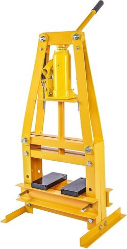 JEGS Hydraulic Shop Press | Steel With Yellow Finish | 6-Ton | Bench Top Mount | Up To 4 1/4-Inch Working Range | Includes 2 Press Plates | Lever-Action in Kuwait