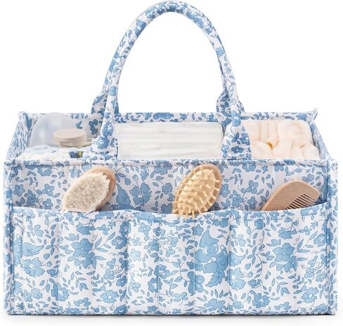 Quilted Diaper Caddy Organizer with Handle, Portable Nursery Storage Basket | Floral Car Caddy Organizer for Changing Table, Gifts for New Parents, Baby Shower, Newborn Essentials (Daisy ) in Kuwait