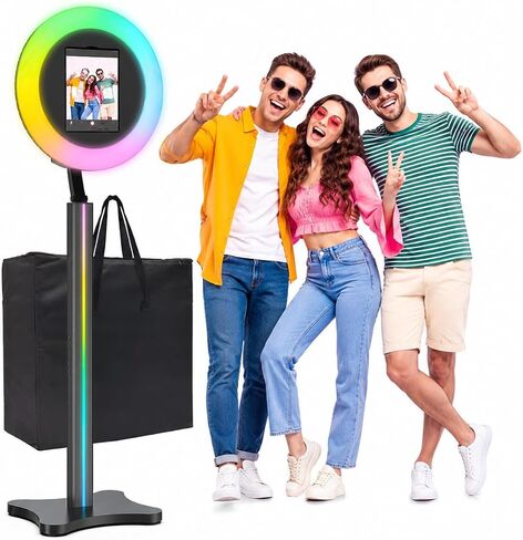 Portable iPad Photo Booth Machine with RBG Light, ChackTok App Control, Compatible with Any iPad(10.2" to 12.9"), Lightweight Design, for Parties, Wedding, Rentals ＆ Business in Kuwait