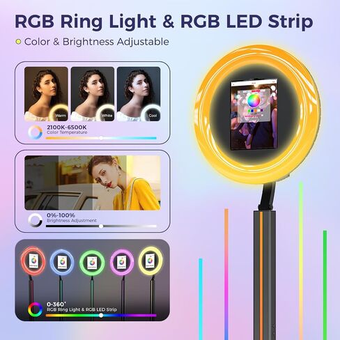 Portable iPad Photo Booth Machine with RBG Light, ChackTok App Control, Compatible with Any iPad(10.2" to 12.9"), Lightweight Design, for Parties, Wedding, Rentals ＆ Business in Kuwait