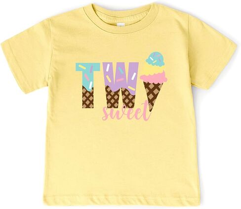 Two Sweet Ice Cream Birthday Shirt Girls Toddler Graphic Short Sleeve Tee 2nd Party Gift in Kuwait