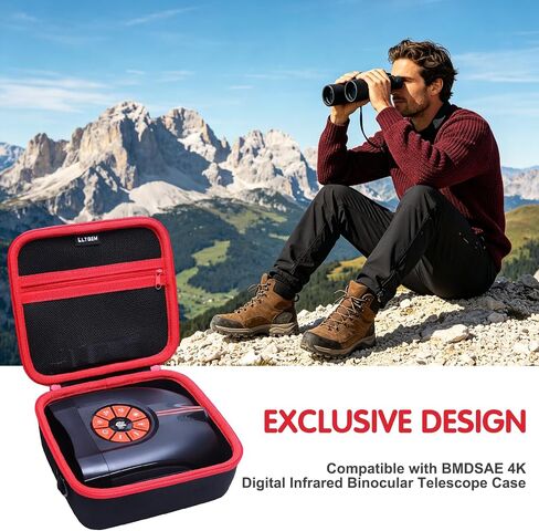 L LTGEM Case Compatible with BMDSAE 4K Digital Infrared Binocular Telescope Night Vision Goggles, Hard Shell Travel Carrying Storage Bag - Black+Red(Case Only) in Kuwait