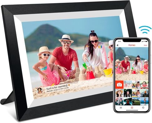 32GB FRAMEO 10.1 Inch Smart WiFi Digital Photo Frame 1280x800 IPS LCD Touch Screen, Auto-Rotate Portrait and Landscape, Share Moments Instantly via Frameo App from Anywhere in Kuwait