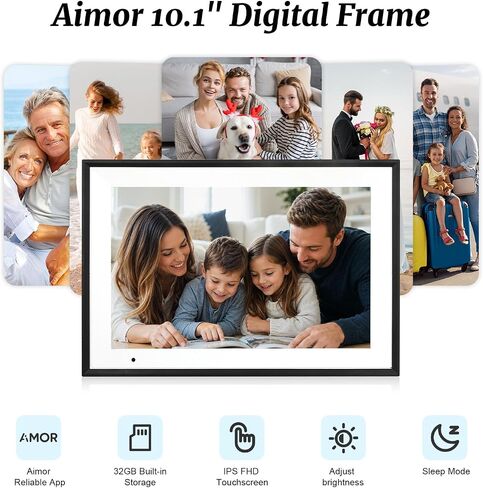 Digital Picture Frame, 10.1 Inch Digital Photo Frame with 32GB Storage, WiFi Photo Frame with 1280×800 HD IPS Touch Screen, Auto-Rotate Smart Electronic Frame, Share Photos and Videos via AiMOR App in Kuwait