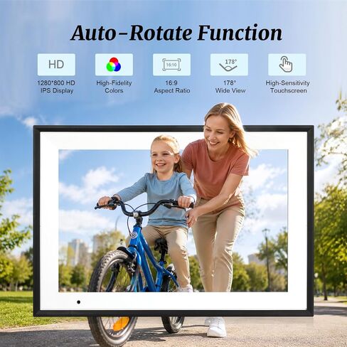 Digital Picture Frame, 10.1 Inch Digital Photo Frame with 32GB Storage, WiFi Photo Frame with 1280×800 HD IPS Touch Screen, Auto-Rotate Smart Electronic Frame, Share Photos and Videos via AiMOR App in Kuwait