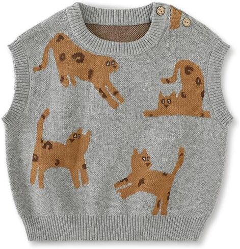 Balinova Baby Toddler Knit Vest, 100% Combed Cotton, Sleeveless Waistcoat (US, Numeric Height, 100, Cotton grey) in Kuwait