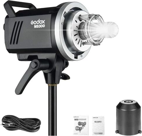 Godox MS300 300WS GN58 Flash Studio Strobe Monolight with Bowens Mount,Built-in Godox 2.4G Wireless System,0.1～1.8S Recycle time, Anti-Preflash, 1/32 to 1/1 Power Output,150W Modeling Lamp in Kuwait