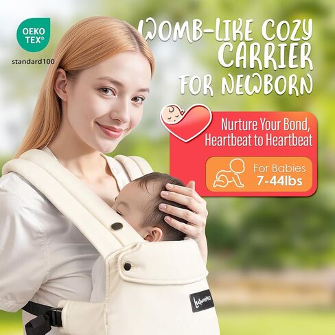 Ergonomic Baby Carrier Newborn to Toddler 7-44 lbs with 3 Carry Positions | Hip-Healthy Design Toddler Carrier, Breathable, Lightweight, and Lumbar Support for Hands-Free Newborn Carrier, Khaki in Kuwait