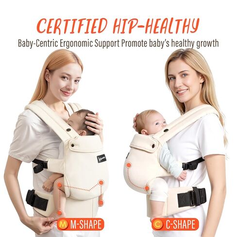 Ergonomic Baby Carrier Newborn to Toddler 7-44 lbs with 3 Carry Positions | Hip-Healthy Design Toddler Carrier, Breathable, Lightweight, and Lumbar Support for Hands-Free Newborn Carrier, Khaki in Kuwait