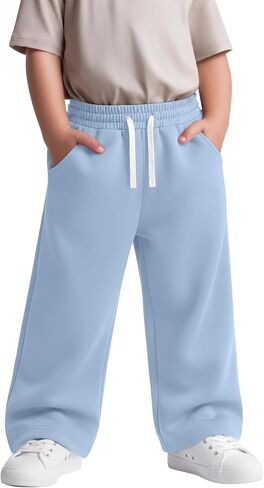 Yooo's Vivi Toddler Boys Sweatpants Kids Cotton Straight Leg Pant Drawstring Open Bottom Trouser with Pockets for Baby Boy in Kuwait