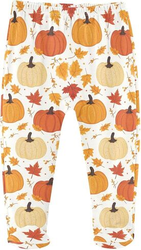 Baby Footed Pants Pumpkin Leave Fall Thanksgiving Day Newborn Pants Boys Girls 0-24 Months in Kuwait