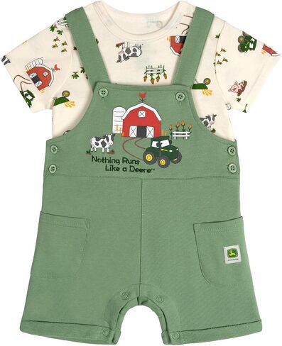 John Deere Boys' 2-Piece Shortall and T-Shirt Set Newborn to Toddler in Kuwait