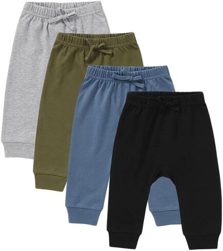 4-Pack Baby Jogger Pants 100% Cotton Bottoms for Toddler Boys & Girls in Kuwait