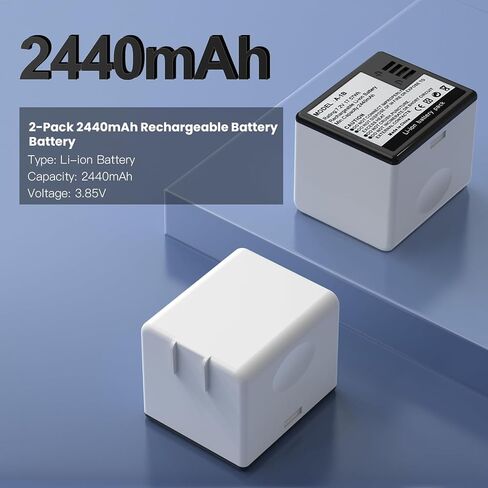 2-Packs 2440mAh Battery and Charger for Arlo Pro/Pro 2 | Compatible with VMC4030 VMC4030P VMS4230 VMS4430 VMS4530 VMS4430P VMS4530P-100NAR VMA4400 Security Camera in Kuwait