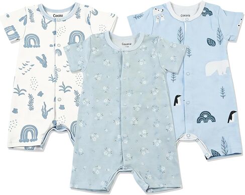 Baby Rompers 100% Cotton 0-12 Months Boy&Girl Summer Clothes Short Sleeve Newbron Outfits Soft Everyday 3PC in Kuwait