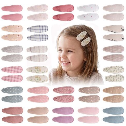 50Pcs Toddler Baby Girl Snap Hair Clips, 2.16 Inch Small Barrettes Hair Accessories for Girls Kids with Cute Floral Print Birthday Gifts in Kuwait