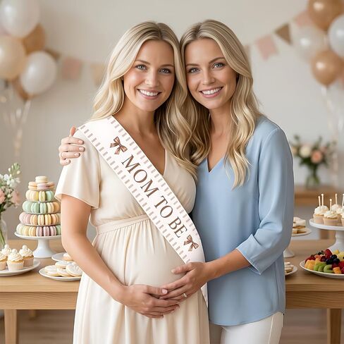 Brown Bow Baby Shower Decorations Brown Stripes Bow Theme Mom to Be Sash Coquette Welcome Baby Sash for Baby Shower Pregnancy Announcement Supplies in Kuwait