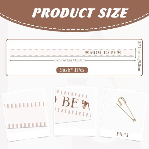 Brown Bow Baby Shower Decorations Brown Stripes Bow Theme Mom to Be Sash Coquette Welcome Baby Sash for Baby Shower Pregnancy Announcement Supplies in Kuwait