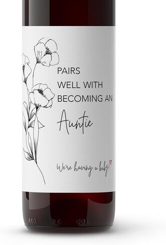 Pairs Well with Becoming an Auntie ● Set of 4 ● Pregnancy Announcement Wine Labels, Baby Announcement to Friends Sisters Cousins Wine Label, Pregnancy Reveal Gift, Alternative to Card A207-4A1 in Kuwait