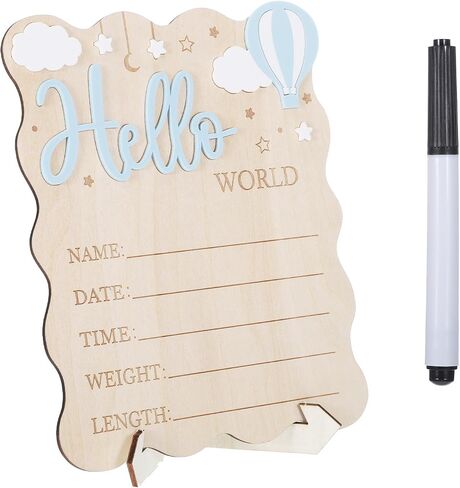 Wooden Hello World Newborn Welcome Sign, Baby Announcement Sign, Birth Stats Signs Newborn Photo Prop, Can be Used for Photo Props, Nursery, Gift in Kuwait