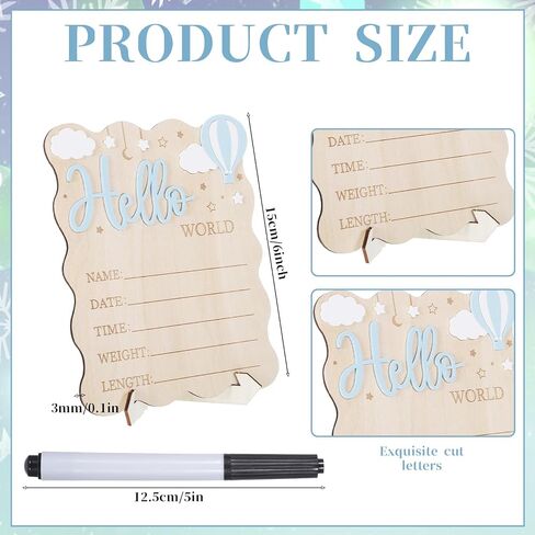 Wooden Hello World Newborn Welcome Sign, Baby Announcement Sign, Birth Stats Signs Newborn Photo Prop, Can be Used for Photo Props, Nursery, Gift in Kuwait