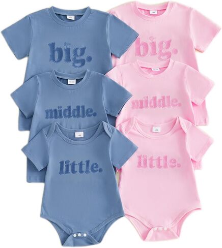 Big Middle Little Sibling Shirts Summer Tees for Brother Sister Siblings Matching Outfit Pregnancy Baby Announcement in Kuwait