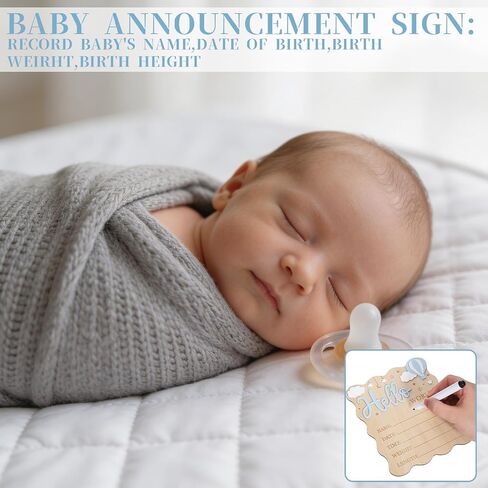 Wooden Hello World Newborn Welcome Sign, Baby Announcement Sign, Birth Stats Signs Newborn Photo Prop, Can be Used for Photo Props, Nursery, Gift in Kuwait