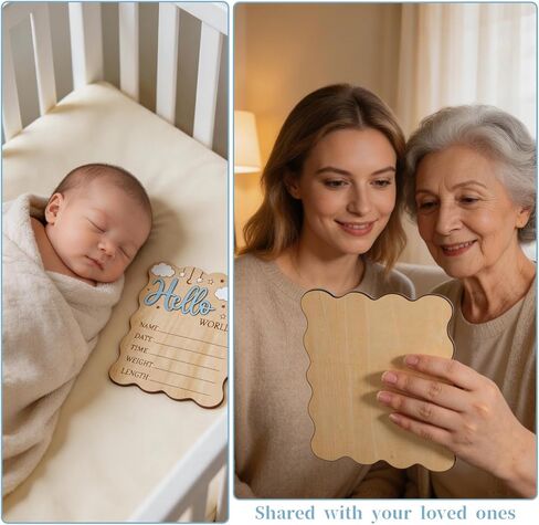 Wooden Hello World Newborn Welcome Sign, Baby Announcement Sign, Birth Stats Signs Newborn Photo Prop, Can be Used for Photo Props, Nursery, Gift in Kuwait