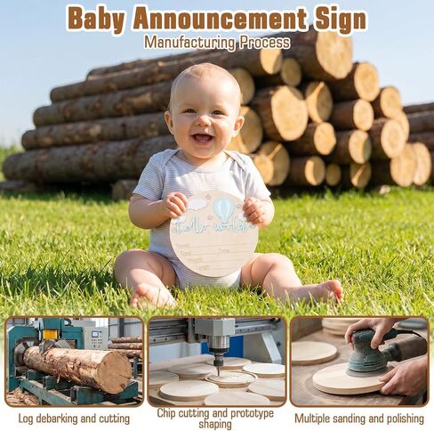 Baby Announcement Sign, Wooden Hello World Newborn Sign, Blue in Kuwait