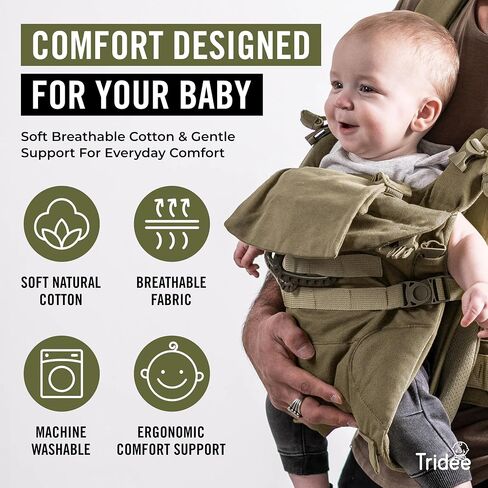 Dad Baby Carrier for Men Adjustable Hip Snaps - Soft Infant Carrier Magnetic Sunshade Protector, Newborn Bibs, 2 Carabiners, Removable Waist Strap Holds Babies and Infants Up to 44 Lbs Green in Kuwait