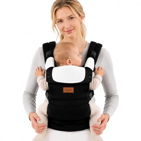 ALLOPERA Baby Carrier for 7-45 lbs, Lightweight Breathable 3D Mesh Infant to Toddler Carrier with Dual-Layer Stability, Easy-Fasten Slide Buckles, Ergonomic Seat and Lumbar Support, Black in Kuwait