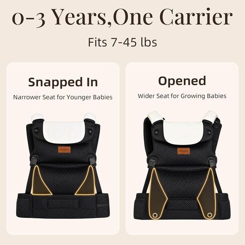 ALLOPERA Baby Carrier for 7-45 lbs, Lightweight Breathable 3D Mesh Infant to Toddler Carrier with Dual-Layer Stability, Easy-Fasten Slide Buckles, Ergonomic Seat and Lumbar Support, Black in Kuwait