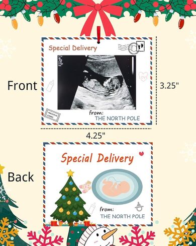 Pregnancy Announcement Christmas Ornament– Sonogram Photo Frame Keepsake with Ribbon – Baby Coming Soon Gift for Grandparents, Mom To Be, Holiday Tree Décor (Red & Green) in Kuwait