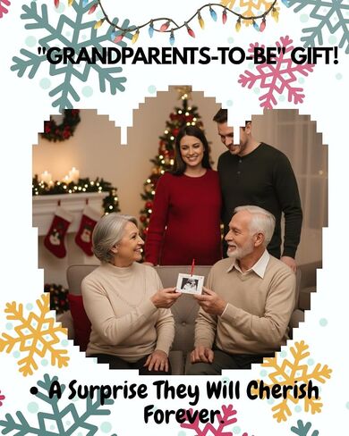 Pregnancy Announcement Christmas Ornament– Sonogram Photo Frame Keepsake with Ribbon – Baby Coming Soon Gift for Grandparents, Mom To Be, Holiday Tree Décor (Red & Green) in Kuwait