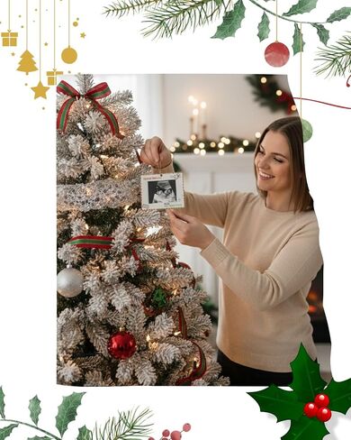 Pregnancy Announcement Christmas Ornament– Sonogram Photo Frame Keepsake with Ribbon – Baby Coming Soon Gift for Grandparents, Mom To Be, Holiday Tree Décor (Red & Green) in Kuwait