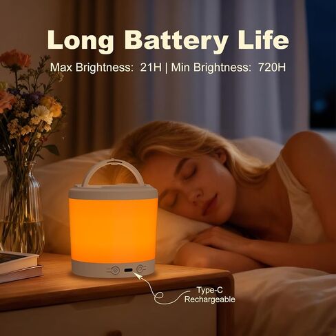 3 Color Nursery Night Light for Adults & Kids Rechargeable Long Battery Life Touch Night Lamp Dimmable Brightness with 3 Timers Portable for Bedroom Bathroom Nightstand Camping in Kuwait